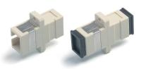 Hyperline FA-P11Z-SC/SC-N/BK-BG Оптический проходной адаптер SC-SC MM simplex корпус пластиковый бежевый черные колпачки