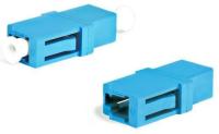 Hyperline FA-P00Z-LC/LC-N/WH-BL Оптический проходной адаптер LC-LC SM simplex корпус пластиковый синий белые колпачки
