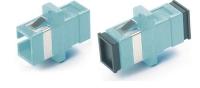 Hyperline FA-P11Z-SC/SC-N/BK-AQ Оптический проходной адаптер SC-SC MM (OM3) simplex корпус пластиковый голубой (aqua) черные колпачки