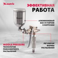 Краскораспылитель Matrix 57318 141л/мин соп.:0.5мм бак:0.1л серебристый/белый