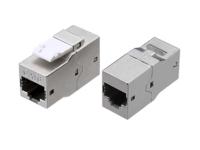 Hyperline CA2-KJ-C6-SH-BK Проходной адаптер (coupler) RJ-45(8P8C) формата Keystone Jack категория 6 4 пары экранированный серебристый